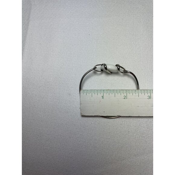 Vtg Silver Wrapped Wire Green Copper Black White Glass Bangle Bracelets 4 in lot - Picture 6 of 8